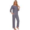 imageWiWi Pajamas for Women Scoop Neck 34 Sleeve Pajama Set Soft Sleep Lounge Set Sleepwear Viscose from bamboo SXXLDark Grey