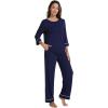 imageWiWi Pajamas for Women Scoop Neck 34 Sleeve Pajama Set Soft Sleep Lounge Set Sleepwear Viscose from bamboo SXXLNavy
