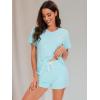 imageWiWi Pajamas for Women Super Soft Short Sleeve Top with Shorts Pajama Set Crewneck Summer Cooling Sleepwear Sets SXXLAaqua