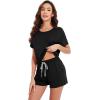 imageWiWi Pajamas for Women Super Soft Short Sleeve Top with Shorts Pajama Set Crewneck Summer Cooling Sleepwear Sets SXXLAblack
