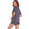 imageWiWi Pajamas for Women Super Soft Short Sleeve Top with Shorts Pajama Set Crewneck Summer Cooling Sleepwear Sets SXXLAdark Grey