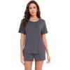 imageWiWi Pajamas for Women Super Soft Short Sleeve Top with Shorts Pajama Set Crewneck Summer Cooling Sleepwear Sets SXXLAdark Grey