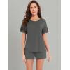 imageWiWi Pajamas for Women Super Soft Short Sleeve Top with Shorts Pajama Set Crewneck Summer Cooling Sleepwear Sets SXXLAiron Grey