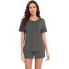 imageWiWi Pajamas for Women Super Soft Short Sleeve Top with Shorts Pajama Set Crewneck Summer Cooling Sleepwear Sets SXXLAiron Grey