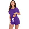 imageWiWi Pajamas for Women Super Soft Short Sleeve Top with Shorts Pajama Set Crewneck Summer Cooling Sleepwear Sets SXXLAlilac