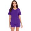 imageWiWi Pajamas for Women Super Soft Short Sleeve Top with Shorts Pajama Set Crewneck Summer Cooling Sleepwear Sets SXXLAlilac