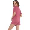 imageWiWi Pajamas for Women Super Soft Short Sleeve Top with Shorts Pajama Set Crewneck Summer Cooling Sleepwear Sets SXXLApale Violet Red
