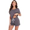 imageWiWi Pajamas for Women Super Soft Short Sleeve Top with Shorts Pajama Set Crewneck Summer Cooling Sleepwear Sets SXXLApurplish Grey