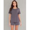 imageWiWi Pajamas for Women Super Soft Short Sleeve Top with Shorts Pajama Set Crewneck Summer Cooling Sleepwear Sets SXXLApurplish Grey