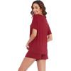 imageWiWi Pajamas for Women Super Soft Short Sleeve Top with Shorts Pajama Set Crewneck Summer Cooling Sleepwear Sets SXXLAwine Red