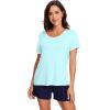imageWiWi Pajamas for Women Super Soft Short Sleeve Top with Shorts Pajama Set Crewneck Summer Cooling Sleepwear Sets SXXLBaqua
