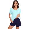 imageWiWi Pajamas for Women Super Soft Short Sleeve Top with Shorts Pajama Set Crewneck Summer Cooling Sleepwear Sets SXXLBaqua