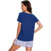 imageWiWi Pajamas for Women Super Soft Short Sleeve Top with Shorts Pajama Set Crewneck Summer Cooling Sleepwear Sets SXXLBblue Depth