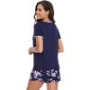 imageWiWi Pajamas for Women Super Soft Short Sleeve Top with Shorts Pajama Set Crewneck Summer Cooling Sleepwear Sets SXXLBdark NavyPurple Floral