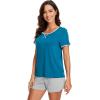 imageWiWi Pajamas for Women Super Soft Short Sleeve Top with Shorts Pajama Set Crewneck Summer Cooling Sleepwear Sets SXXLBteal Blue