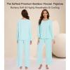 imageWiWi Viscose from Bamboo Pajamas Sets for Women Long Sleeve Sleepwear Soft V Neck Top with Pants Plus Size Pjs S4XBaqua