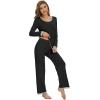 imageWiWi Womens Pajama Sets Soft Long Sleeves Top with Pants Cooling PJ Viscose from Bamboo Loungewear Set with Pocket SXXLAblack