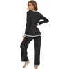 imageWiWi Womens Pajama Sets Soft Long Sleeves Top with Pants Cooling PJ Viscose from Bamboo Loungewear Set with Pocket SXXLAblack
