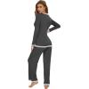 imageWiWi Womens Pajama Sets Soft Long Sleeves Top with Pants Cooling PJ Viscose from Bamboo Loungewear Set with Pocket SXXLAcharcoal Heather