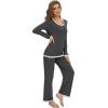 imageWiWi Womens Pajama Sets Soft Long Sleeves Top with Pants Cooling PJ Viscose from Bamboo Loungewear Set with Pocket SXXLAcharcoal Heather