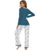 imageWiWi Womens Pajama Sets Soft Long Sleeves Top with Pants Cooling PJ Viscose from Bamboo Loungewear Set with Pocket SXXLAgreenwhiteGreen Dots