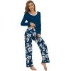 imageWiWi Womens Pajama Sets Soft Long Sleeves Top with Pants Cooling PJ Viscose from Bamboo Loungewear Set with Pocket SXXLAink Blueink Blue Floral