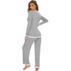 imageWiWi Womens Pajama Sets Soft Long Sleeves Top with Pants Cooling PJ Viscose from Bamboo Loungewear Set with Pocket SXXLAlight Heather Grey