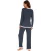 imageWiWi Womens Pajama Sets Soft Long Sleeves Top with Pants Cooling PJ Viscose from Bamboo Loungewear Set with Pocket SXXLAmidnight Blue