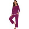 imageWiWi Womens Pajama Sets Soft Long Sleeves Top with Pants Cooling PJ Viscose from Bamboo Loungewear Set with Pocket SXXLApurplish Red
