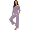 imageWiWi Womens Pajama Sets Soft Long Sleeves Top with Pants Cooling PJ Viscose from Bamboo Loungewear Set with Pocket SXXLAviolet
