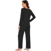 imageWiWi Womens Pajama Sets Soft Long Sleeves Top with Pants Cooling PJ Viscose from Bamboo Loungewear Set with Pocket SXXLBblack