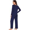 imageWiWi Womens Pajama Sets Soft Long Sleeves Top with Pants Cooling PJ Viscose from Bamboo Loungewear Set with Pocket SXXLBnavy