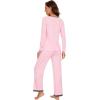 imageWiWi Womens Pajama Sets Soft Long Sleeves Top with Pants Cooling PJ Viscose from Bamboo Loungewear Set with Pocket SXXLBpink