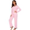imageWiWi Womens Pajama Sets Soft Long Sleeves Top with Pants Cooling PJ Viscose from Bamboo Loungewear Set with Pocket SXXLBpink