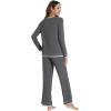 imageWiWi Womens Pajama Sets Soft Long Sleeves Top with Pants Cooling PJ Viscose from Bamboo Loungewear Set with Pocket SXXLCdark Heather Grey
