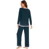 imageWiWi Womens Pajama Sets Soft Long Sleeves Top with Pants Cooling PJ Viscose from Bamboo Loungewear Set with Pocket SXXLCdeep Teal