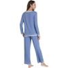 imageWiWi Womens Pajama Sets Soft Long Sleeves Top with Pants Cooling PJ Viscose from Bamboo Loungewear Set with Pocket SXXLCfog Blue