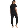 imageWiWi Womens Pajamas Soft Short Sleeve Shirt Jogger Pants Pajama Set for Women Scoop Neck Pjs Rayon Loungewear SXXLBlack
