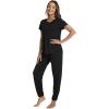 imageWiWi Womens Pajamas Soft Short Sleeve Shirt Jogger Pants Pajama Set for Women Scoop Neck Pjs Rayon Loungewear SXXLBlack