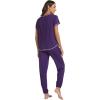 imageWiWi Womens Pajamas Soft Short Sleeve Shirt Jogger Pants Pajama Set for Women Scoop Neck Pjs Rayon Loungewear SXXLMulberry