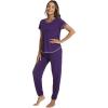 imageWiWi Womens Pajamas Soft Short Sleeve Shirt Jogger Pants Pajama Set for Women Scoop Neck Pjs Rayon Loungewear SXXLMulberry
