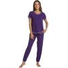 imageWiWi Womens Pajamas Soft Short Sleeve Shirt Jogger Pants Pajama Set for Women Scoop Neck Pjs Rayon Loungewear SXXLMulberry