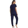 imageWiWi Womens Pajamas Soft Short Sleeve Shirt Jogger Pants Pajama Set for Women Scoop Neck Pjs Rayon Loungewear SXXLNavy