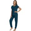 imageWiWi Womens Pajamas Soft Short Sleeve Shirt Jogger Pants Pajama Set for Women Scoop Neck Pjs Rayon Loungewear SXXLPeacock Blue