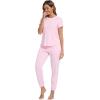 imageWiWi Womens Pajamas Soft Short Sleeve Shirt Jogger Pants Pajama Set for Women Scoop Neck Pjs Rayon Loungewear SXXLPink