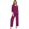 imageWiWi Lightweight Pajamas Set for Women Soft Short Sleeve Tops and Capri Pants Sleepwear Pjs Lounge Pj Sets SXXLPurplish Red