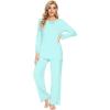 imageWiWi Viscose from Bamboo Pajamas Sets for Women Long Sleeve Sleepwear Soft V Neck Top with Pants Plus Size Pjs S4XAaqua