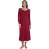 imageWiWi Womens Long Nightgowns Long Sleeve Lightweight Viscose from Bamboo Sleepwear SXXLCwine