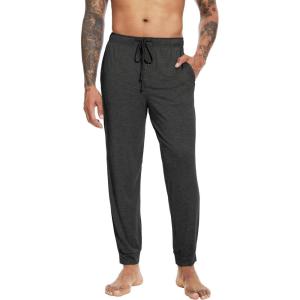 imageWiWi Mens Bamboo Viscose Pajama Jogger Pants Soft Lounge Bottoms Sleep Long Pj Joggers Sweatpant SXXLAcharcoal Heather