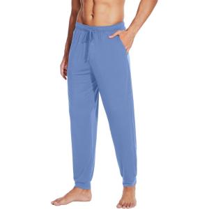 imageWiWi Mens Bamboo Viscose Pajama Jogger Pants Soft Lounge Bottoms Sleep Long Pj Joggers Sweatpant SXXLAfog Blue